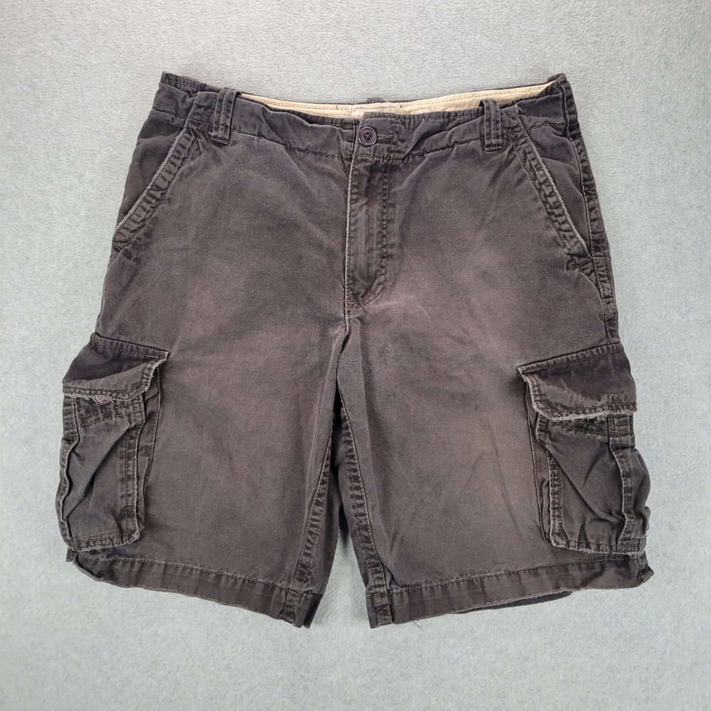Aeropostale Mens Cargo Shorts Size 34‎ Faded Black Distressed Cotton Y2K